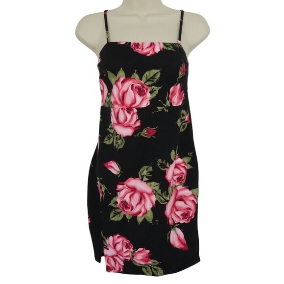 GUESS Womens Small BIANKA Slit Dress Pink Rose Flower Floral Spaghetti Strap NEW - Picture 1 of 13